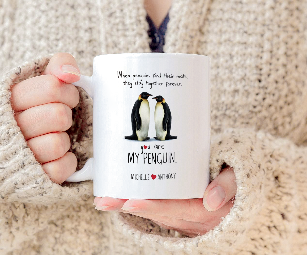 Funny Penguins Mug Gift For Her Or Him Valentine’S Day Mug White Ceramic 11-15oz Coffee Tea Cup