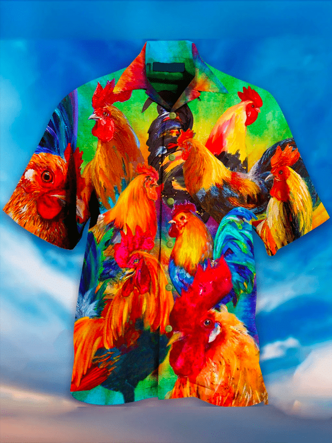 Colorful Art Rooster Hawaii Aloha Shirts Ha17784