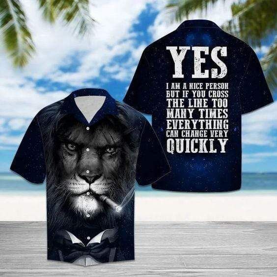 [Hawaii Shirt] Lion Smoking Cool-Zx0748