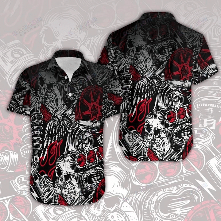 Motorbike Skull Hawaiian Shirts Ha76251