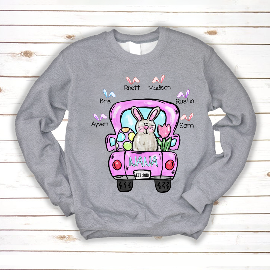 Nana Est Grandkids Bunny Cute Easter Sweatshirt