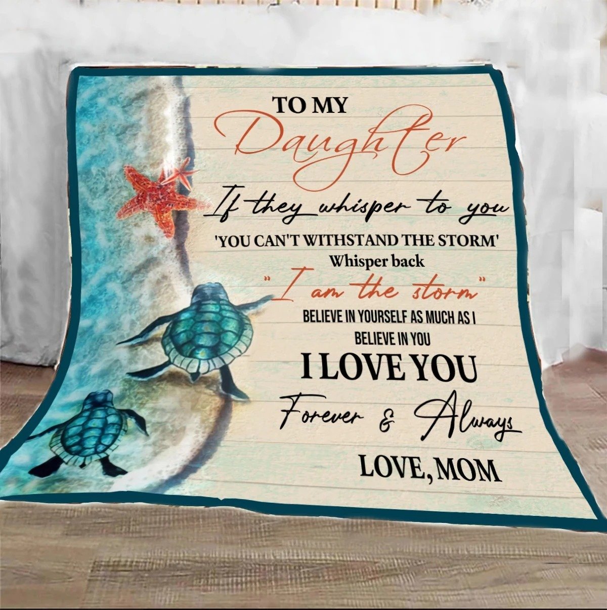 To My Daughter If They Whisper To You Sea Turtle Blanket Gift For Daughter From Mom Birthday Gift Home Decor Bedding Couch Sofa Soft And Comfy Cozy