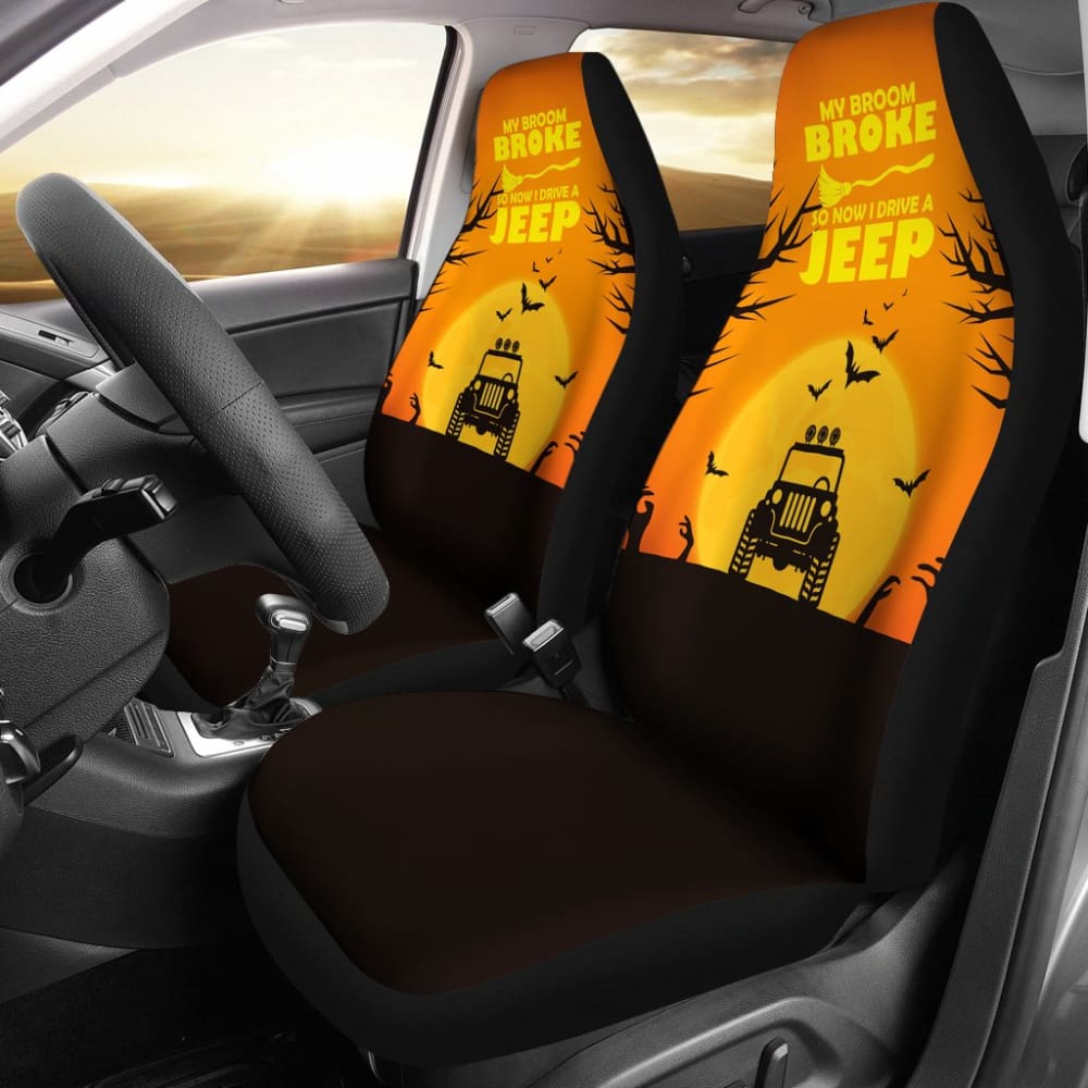 My Broom Broke So Now I Drive A Jeep Halloween Amazing Gift Ideas Car Seat Covers 211110