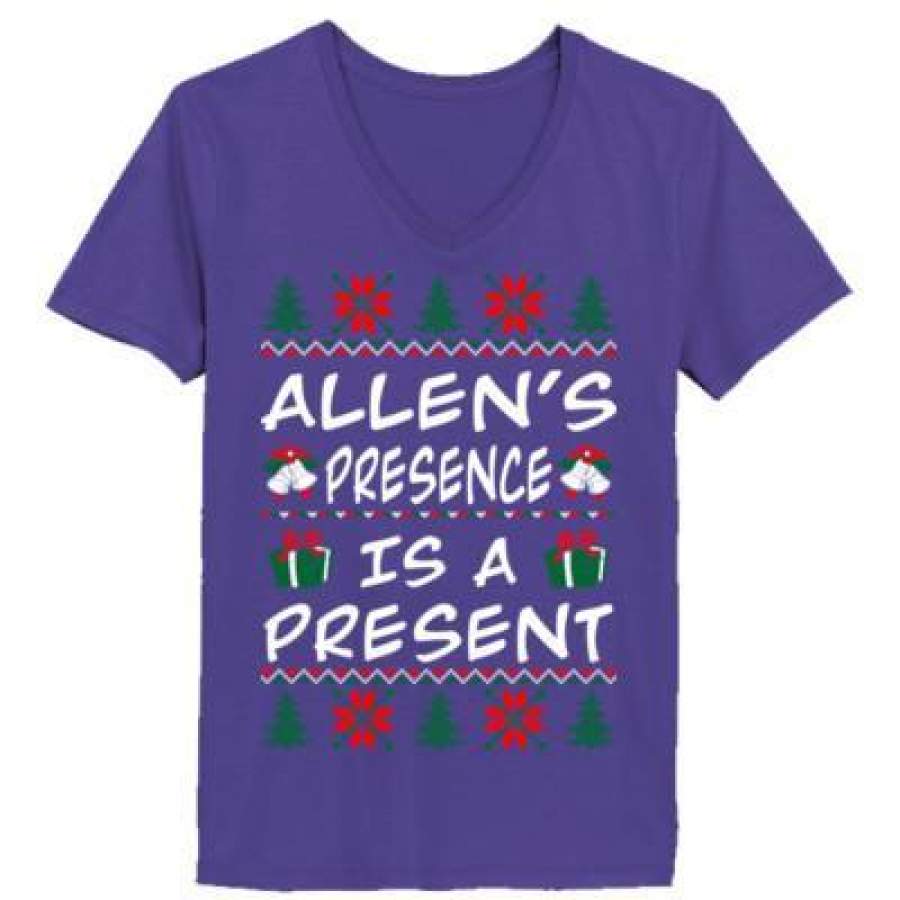 AGR Allens Presence Is A Present – Ladies’ V-Neck T-Shirt