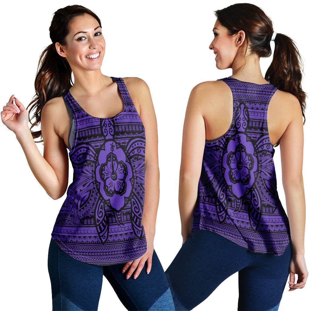 Hawaii Turtle Polynesian Tribal Racerback Tank Purple Ha36649