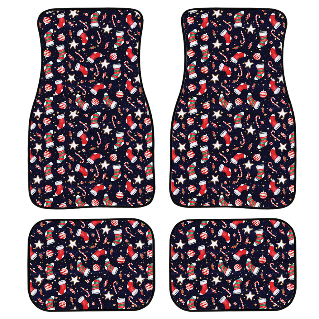 Watercolor Merry Christmas Pattern Print Front And Back Car Floor Mats, Front Car Mat