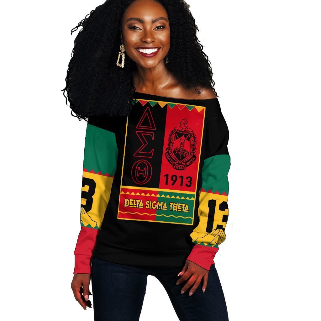 Sorority Sweatshirt – Delta Sigma Theta Black History Month Off Shoulder Sweatshirt