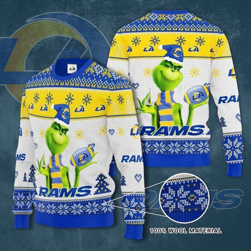 Grinch Los Angeles Rams Ugly Christmas Sweater, All Over Print Sweatshirt