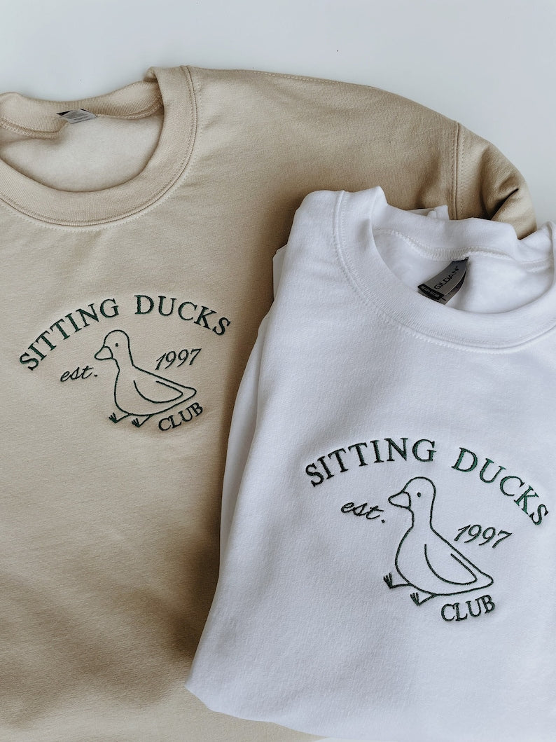 Sitting Ducks Club Embroidered Sweatshirt 2D Crewneck Sweatshirt All Over Print Sweatshirt For Women Sweatshirt For Men Sws2960