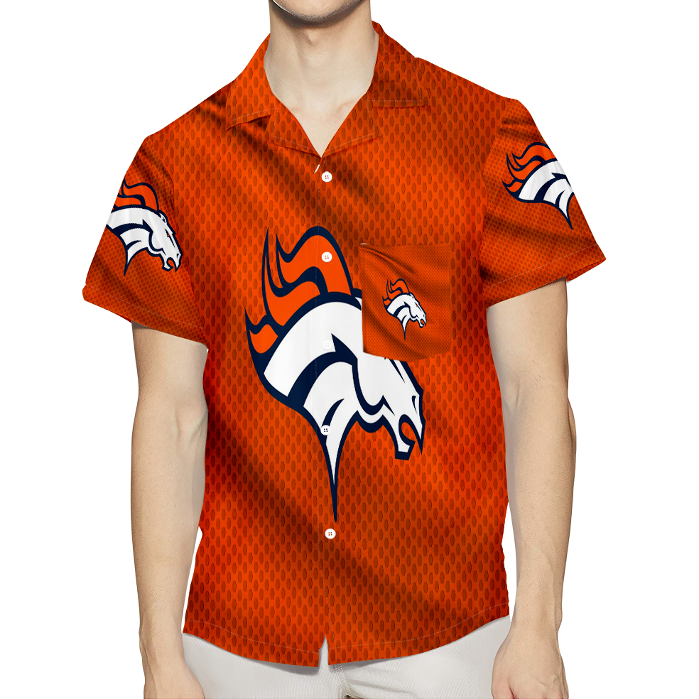 Denver Broncos Emblem V8 3D All Over Print Summer Beach Hawaiian Shirt With Pocket