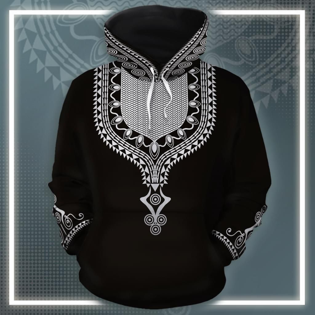 Melaninful Dashiki Black And White 3D Hoodie