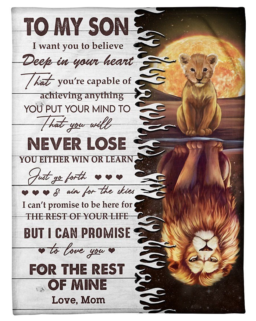 You Will Never Lose Red Moon Lion Reflection Mom Gift For Son Fleece Blanket