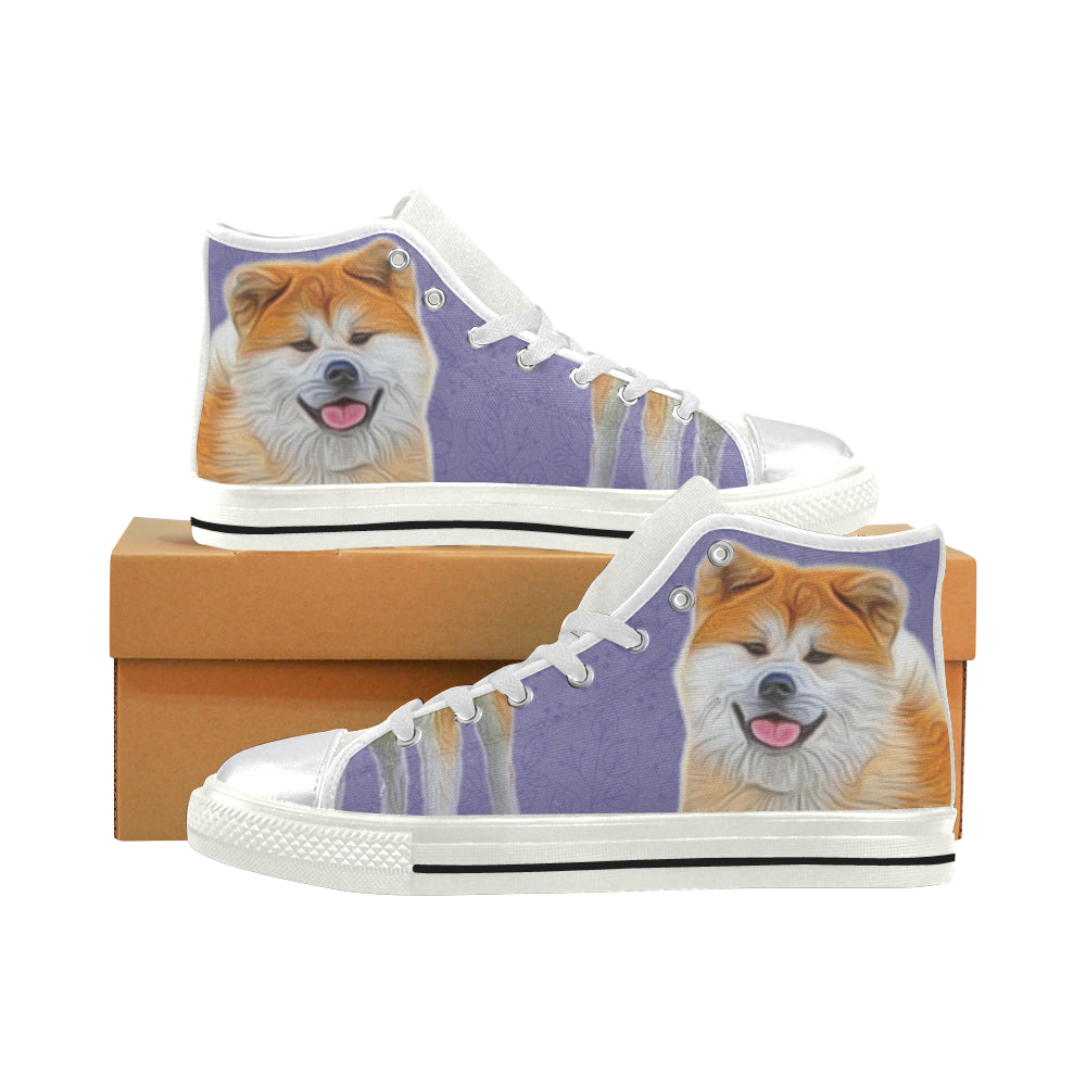 Akita Lover White Women’s Classic High Top Canvas Shoes