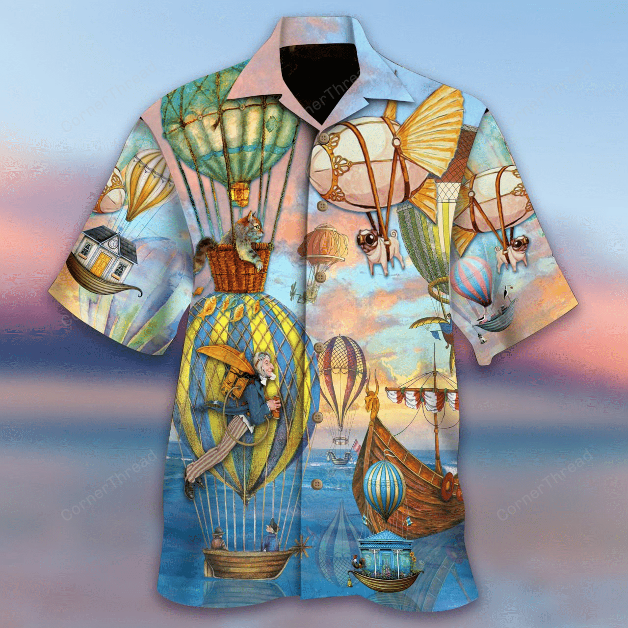 Flying Steampunk Balloon Hawaiian Shirt Ha20613