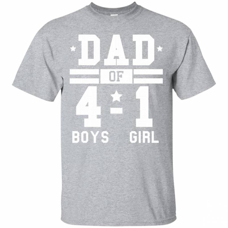 Mens Dad of Four Boys and One Girl Football Score Style Shirt