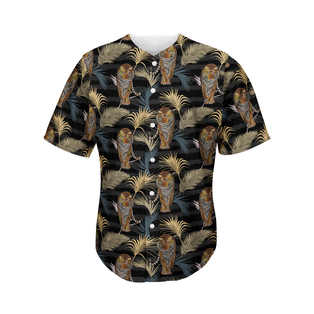 Vintage Tropical Tiger Pattern Print Men’S Baseball Jersey 3D Print