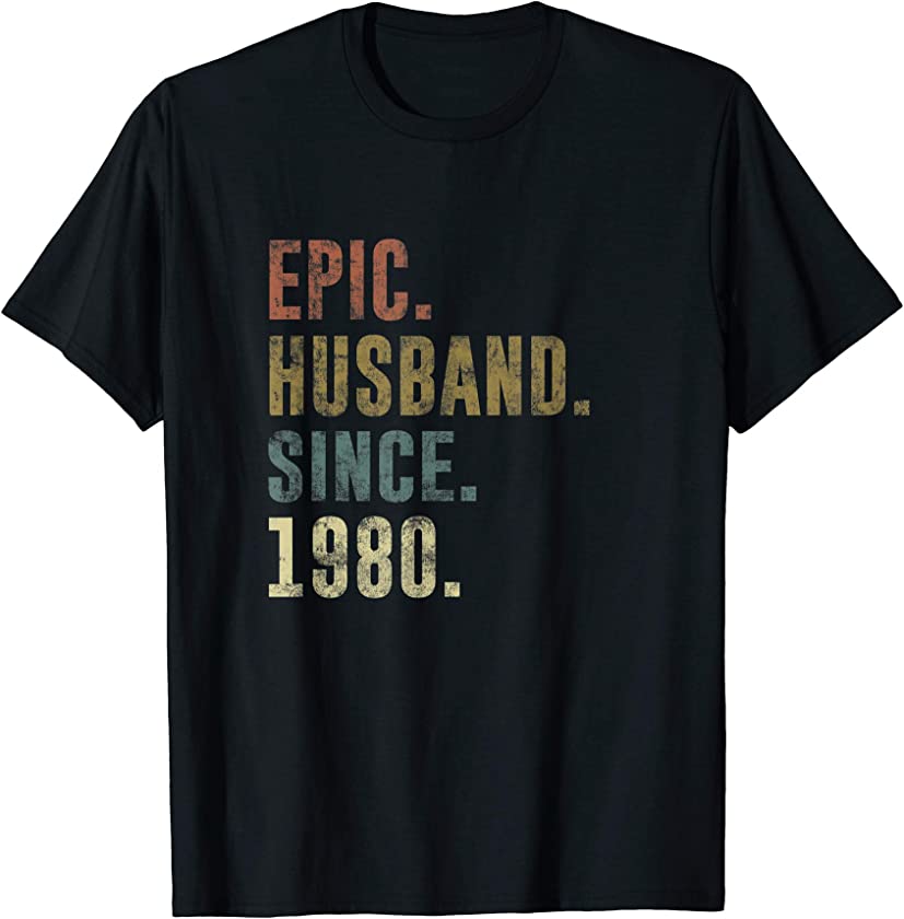 41st Wedding Anniversary Epic Husband Since 1980 Vintage T-Shirt