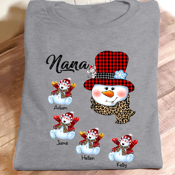 Nana – Snowman Caro Leopard | Personalized T-Shirt