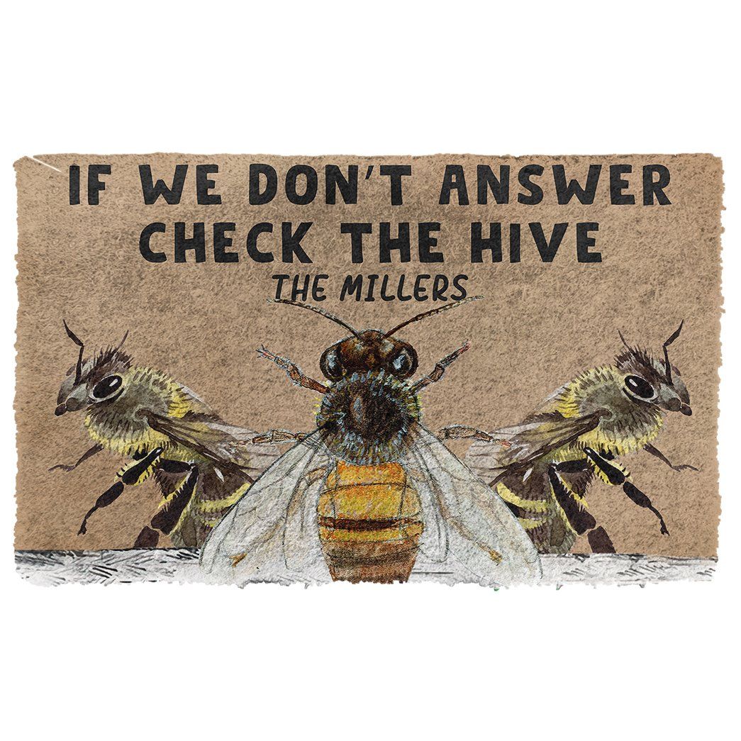 3D Check The Bee Hive Custom Name Doormat