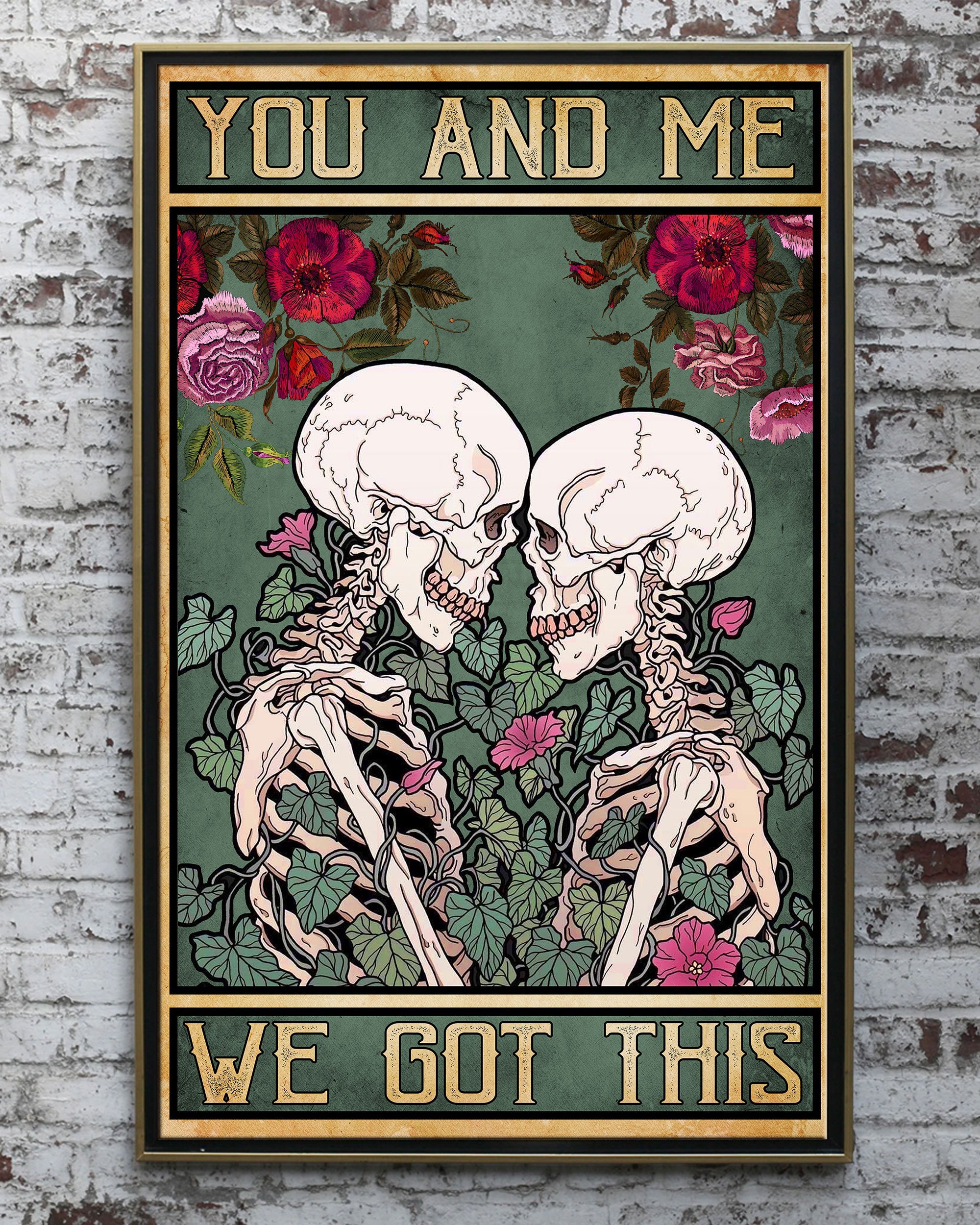 Skeleton Love Couple Vertical Paper Poster No Frame Matte Canvas Wall Decor