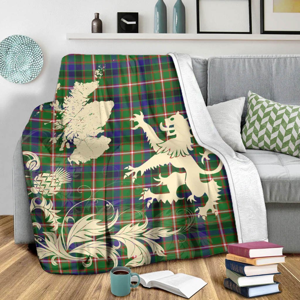 Tartan Blanket Reid Green Tartan Scotland Lion Thistle Map Plaid Blanket