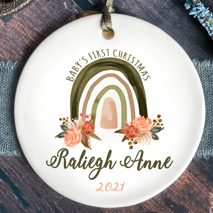 Baby’S First Christmas Ornament – Personalized Rainbow First Christmas Ornament