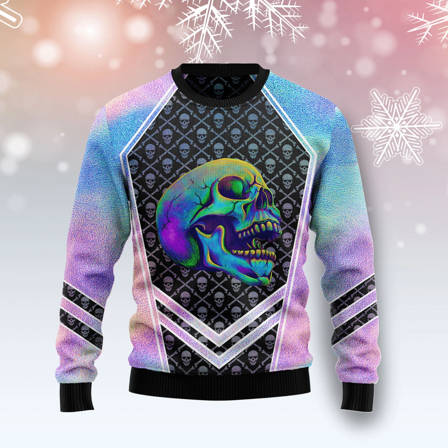 Skull Hologram Christmas Ugly Sweater