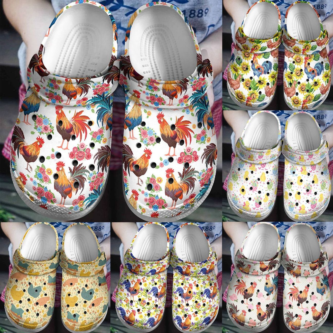 Chicken Personalize Clog, Custom Name, Text, Fashion Style For Women, Men, Kid, Print 3D Cool Chicken Collection