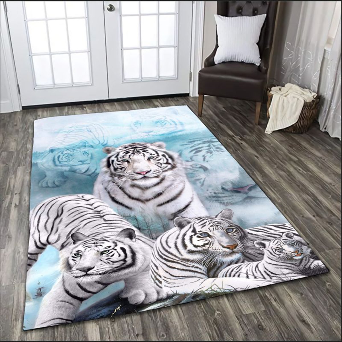 White Tiger Area Rug | Colorful S – 2XL