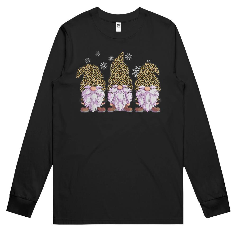 Three Gnomes Shirt Men Women Leopard Print Christmas Cheetah Long Sleeve T Shirts