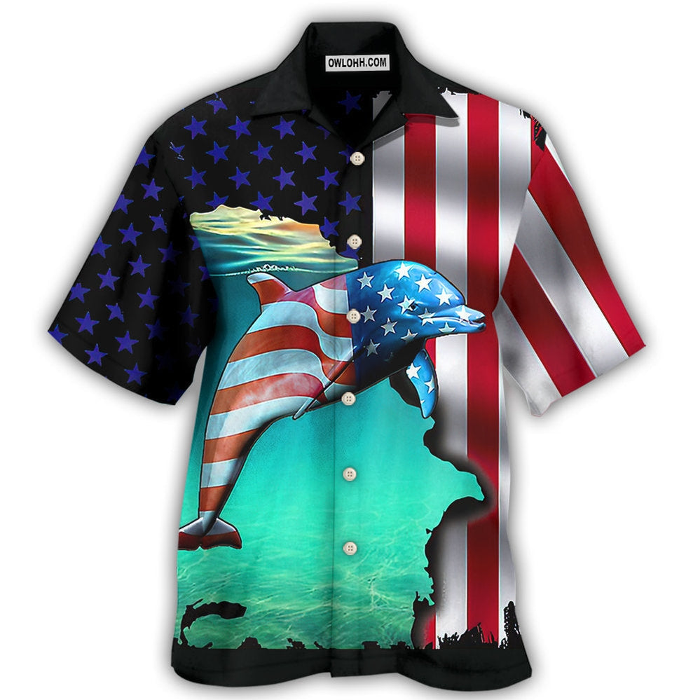 Dolphin Independence Day – Hawaiian Shirt – Owl Ohh