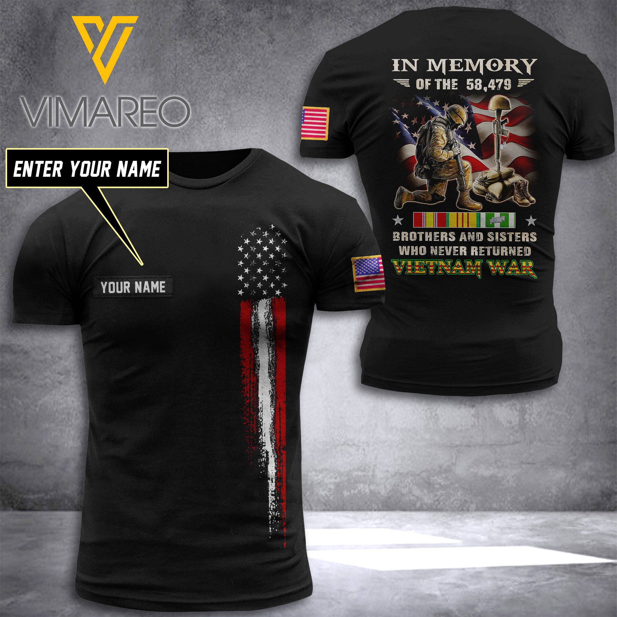 Customized Vietnam Veteran Army 3D Printed Tshirt/Hoodie 1404Ngbth