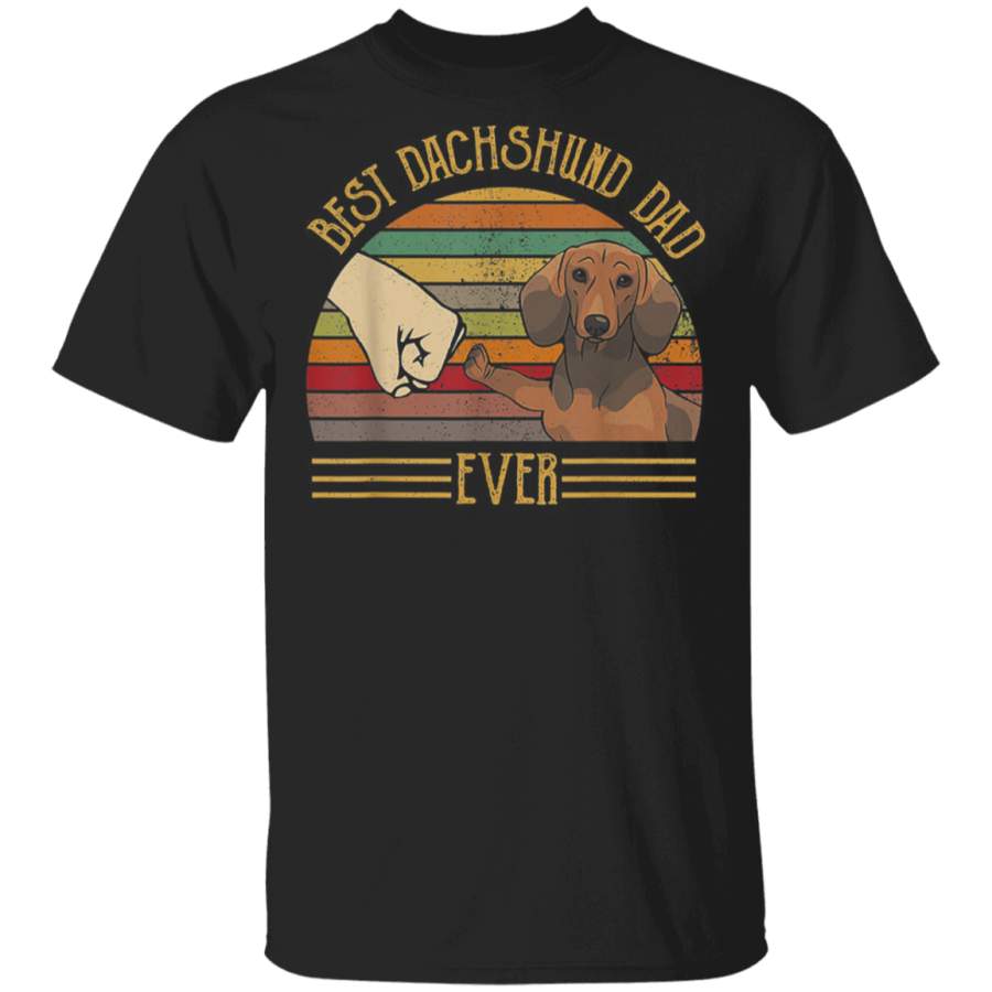 Best Dachshund Dad Ever Retro Vintage Sunset TShirt