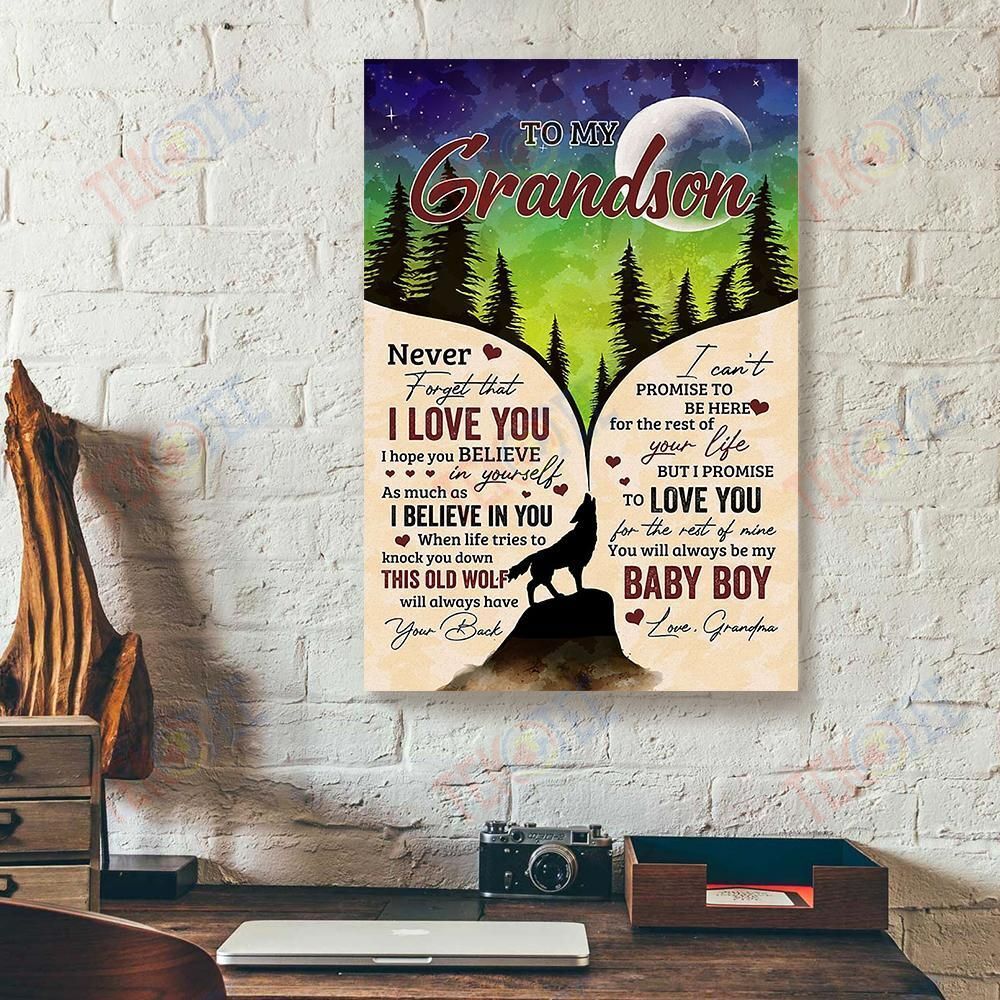 Canvas Art Prints To My Grandson Never Forget That I Love You Grandma Wolf Vertical Canvas Wall Art Elegant Wall Art Home Decoration