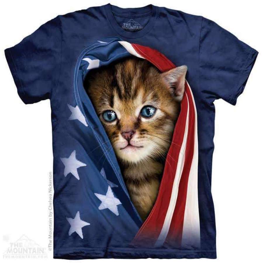 Patriotic Kitten Adult T-Shirt