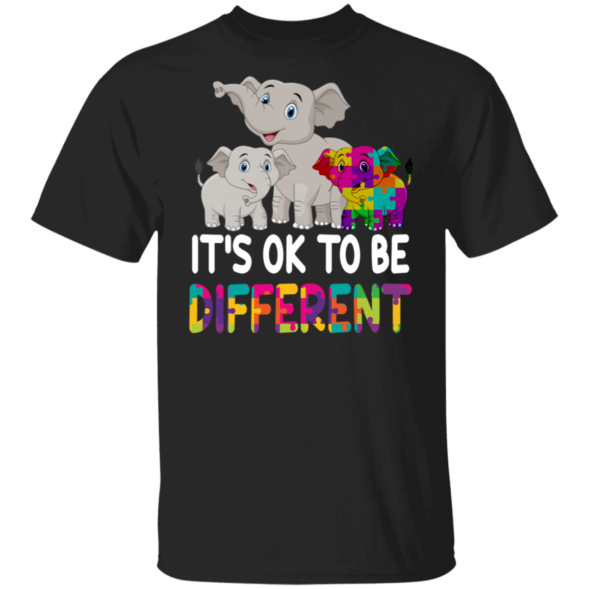 Autism Awareness Elephant Shirt It’S Ok To Be Different Cute Autism Awareness Elephant Lover Gifts T-Shirt