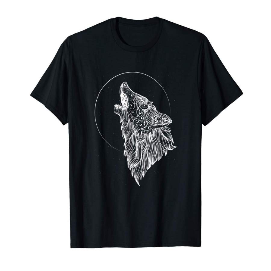 Angry Wolf Vector Graphic Wolf Lovers T Shirt Men’s Cotton Casual T-shirt