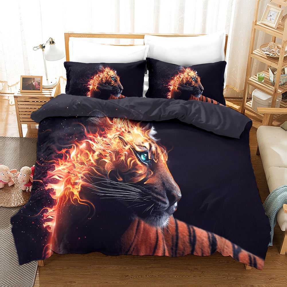 3D Tiger Flame Quilt Cover Set Bedding Set Pillowcases 219