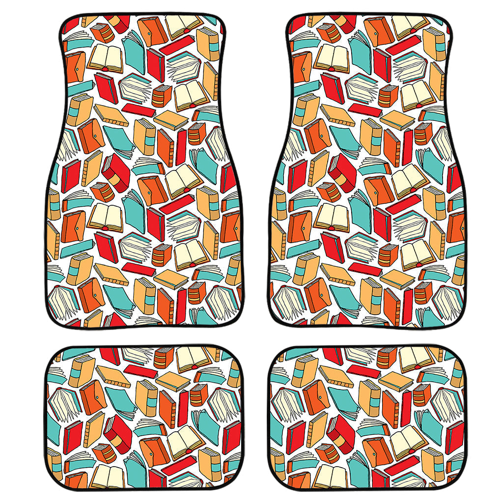 Colorful Books Pattern Print Front And Back Car Floor Mats, Front Car Mat