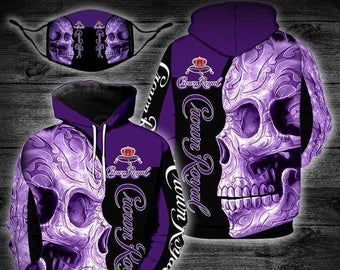 Sugar Skull Crown Royal Purple Unisex 3D Full Printing Hoodie, Sugar Skull Crown Royal 3D Full Printing Hoodie, Face Mask 3D All Over Print best gift personalized