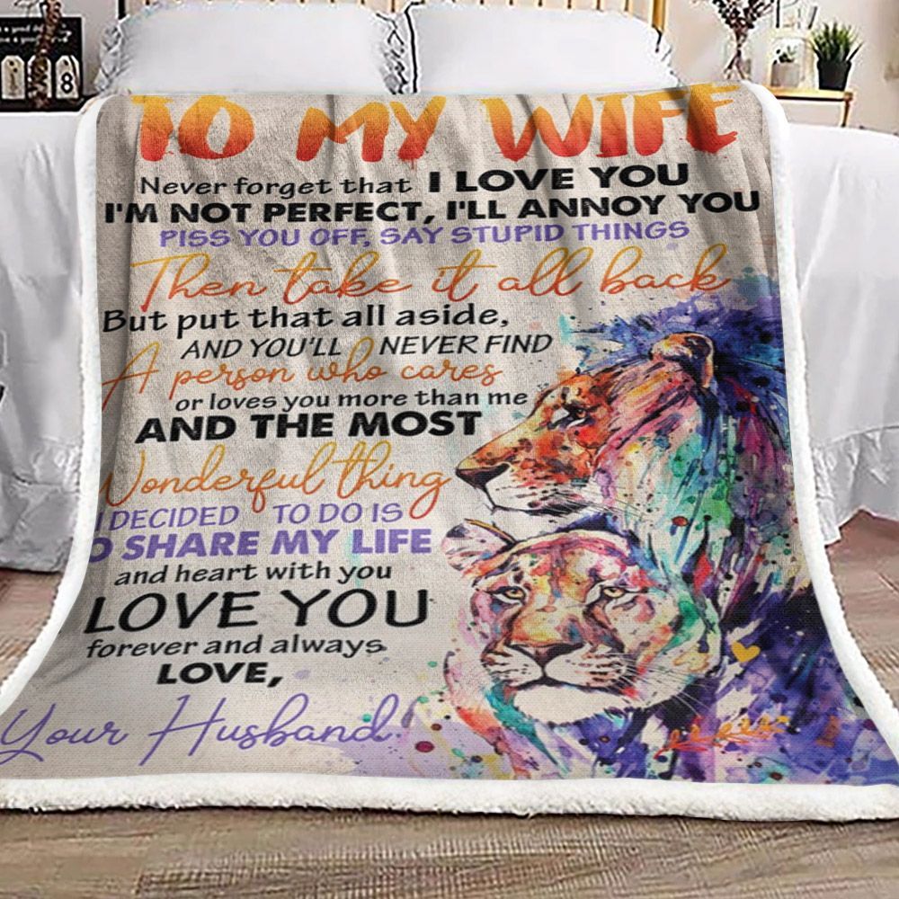 To My Wife Lion Np2812206F Sherpa Fleece Blanket