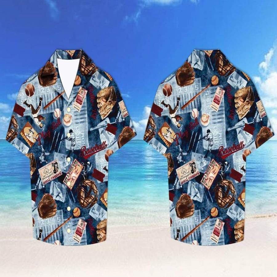 Baseball Pattern Hawaii Aloha Shirts Ha14532