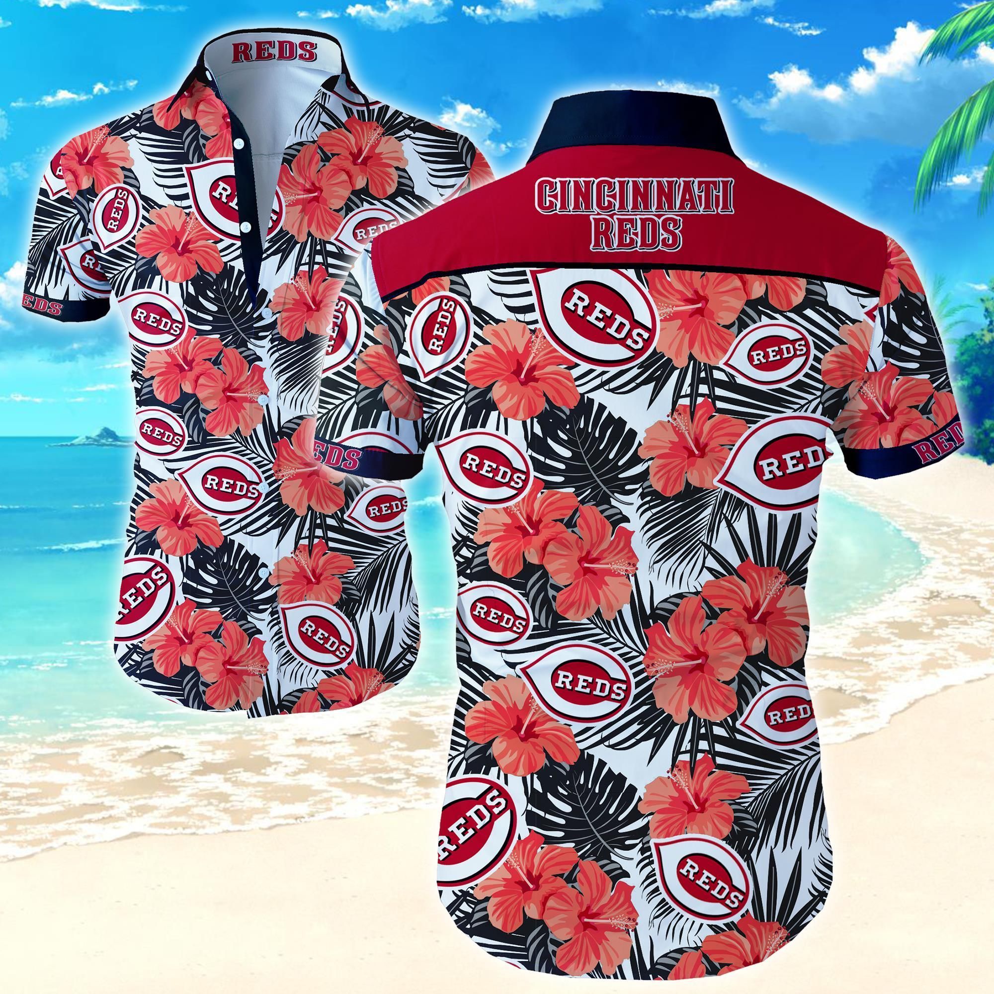 Cincinnati Reds Hawaii Shirt Summer Button Up For Men Beach Wear Short Sleeve Ha34269