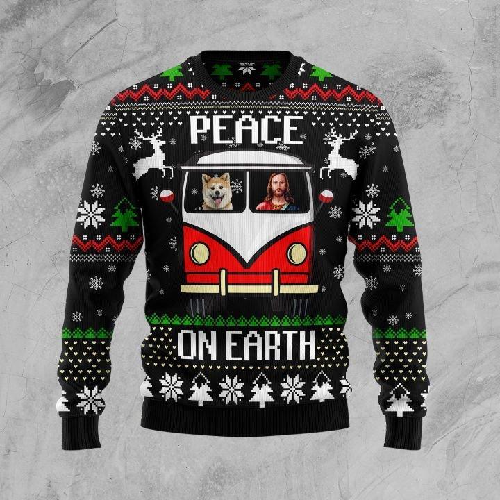 Shiba Inu Peace  Ugly Christmas Sweater | Unisex | Adult | Us1385