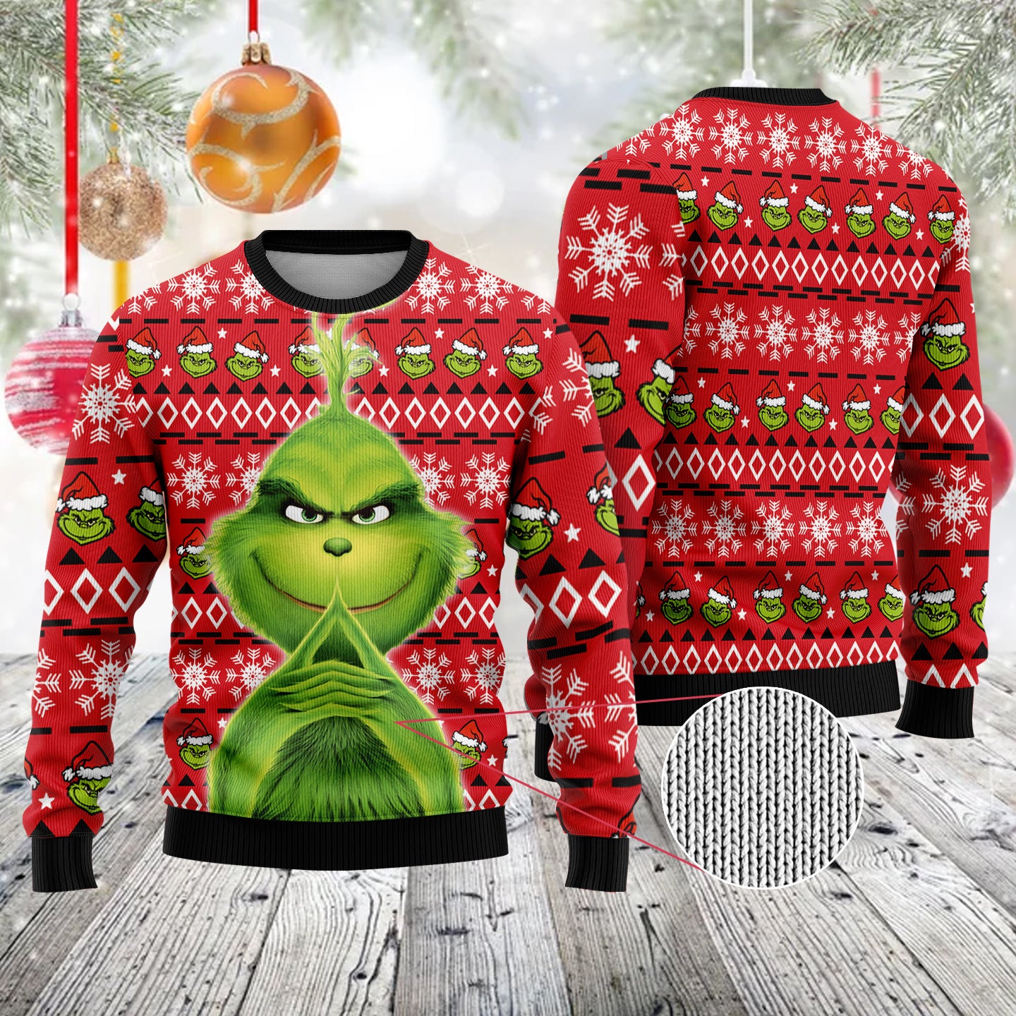 Evil 3D Grinch Santa Claus Merry Christmas Winter Ugly Sweater Unisex Shirt Gifts Men Women For Grandma