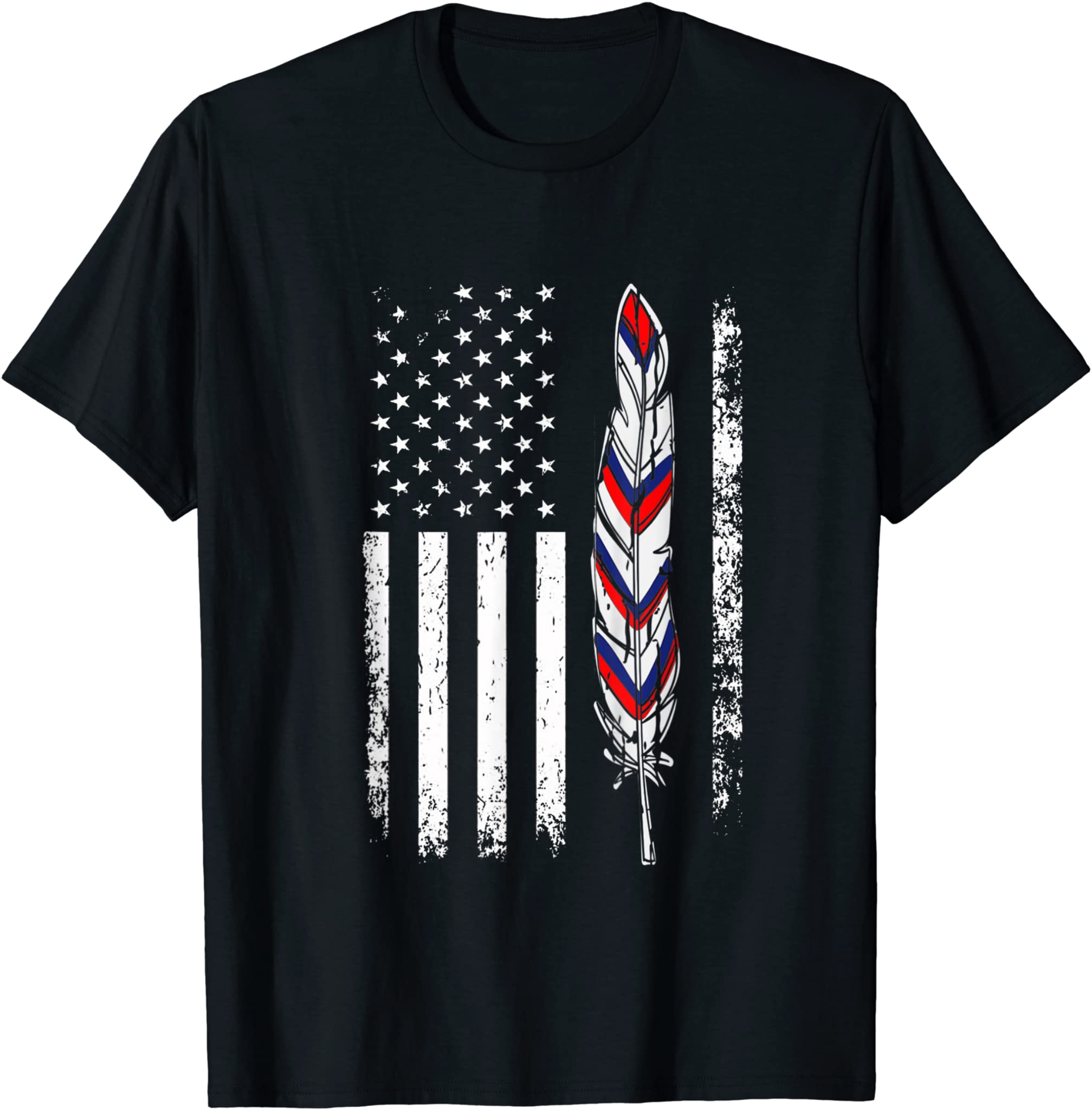 American Flag Native Tribe Feather Pride Happy 4th Of July T-Shirt