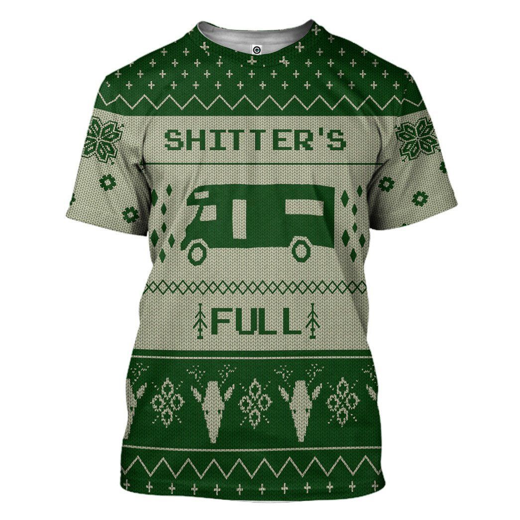 Casespring 3D Shitters Full Ugly Christmas Sweater Green Custom Tshirt Apparel