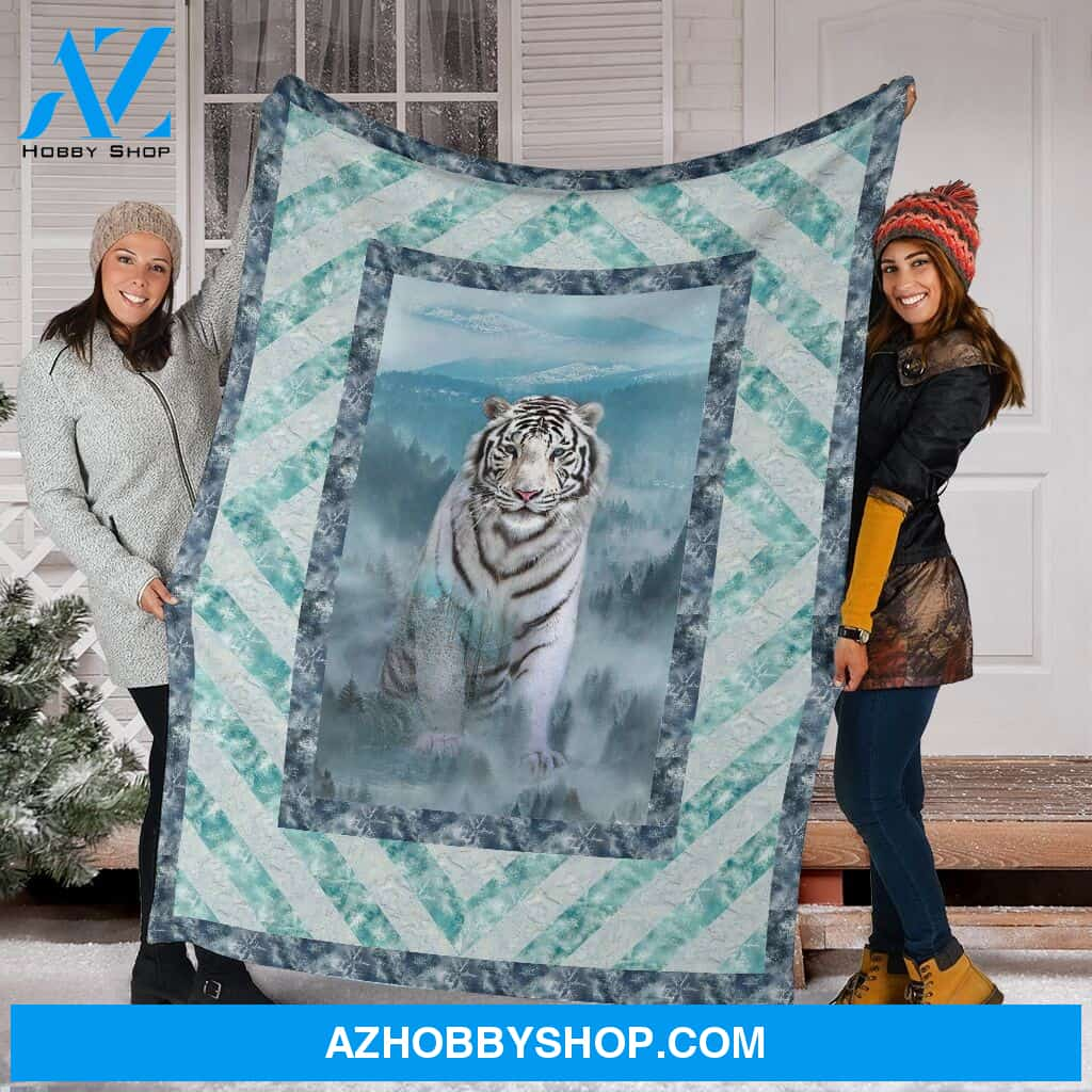 White Tiger Fleece Blanket