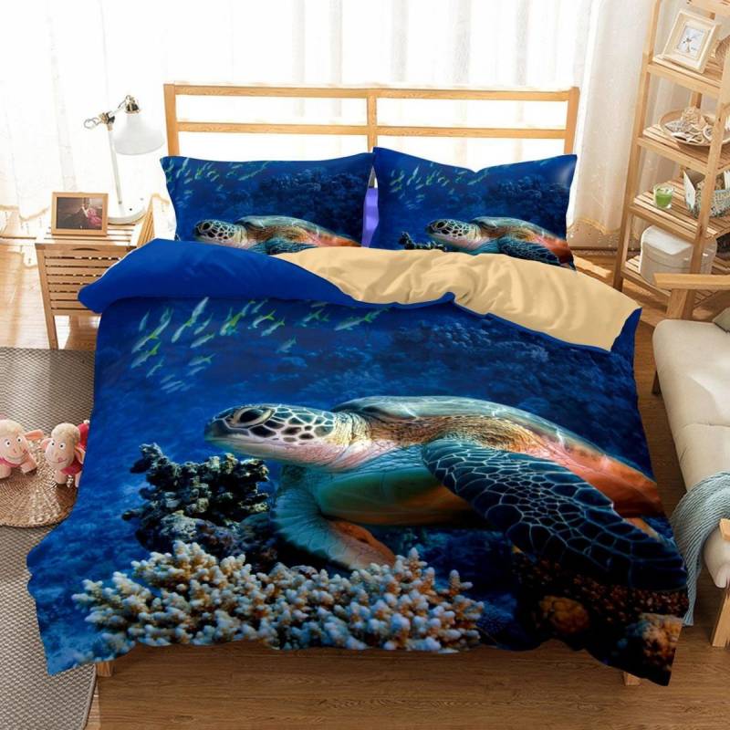 3D Naturalceneryea Turtle PrintedBedroom Blanket Mats Bed Quilt 3D Customize Bedding Set Duvet Cover SetBedroom Set Bedlinen