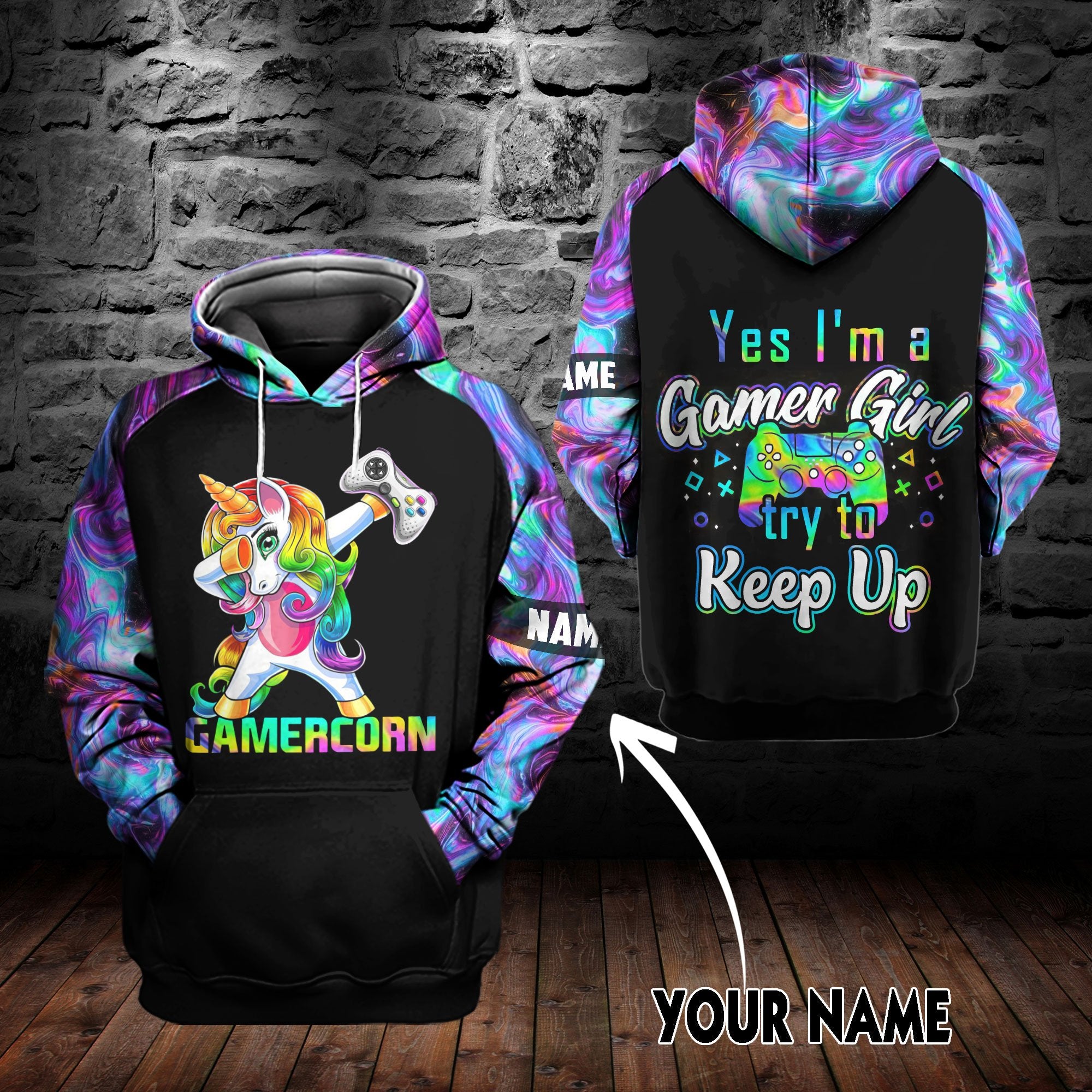 Yes I’M A Gamer Girl Try To Keep Up Hoodie 3D Custom Ttm